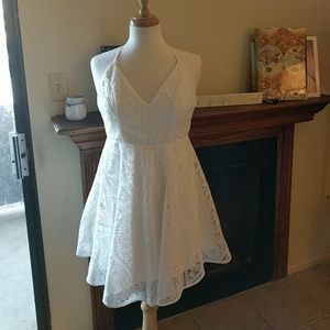 Lulu's white dress short skater halter small bride